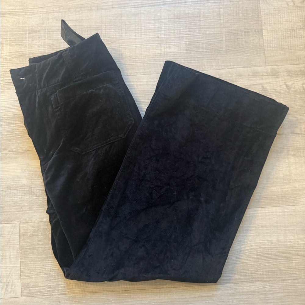 GUC Anthropologie Maeve Colette Wide Leg Cropped Pants- Black Velvet